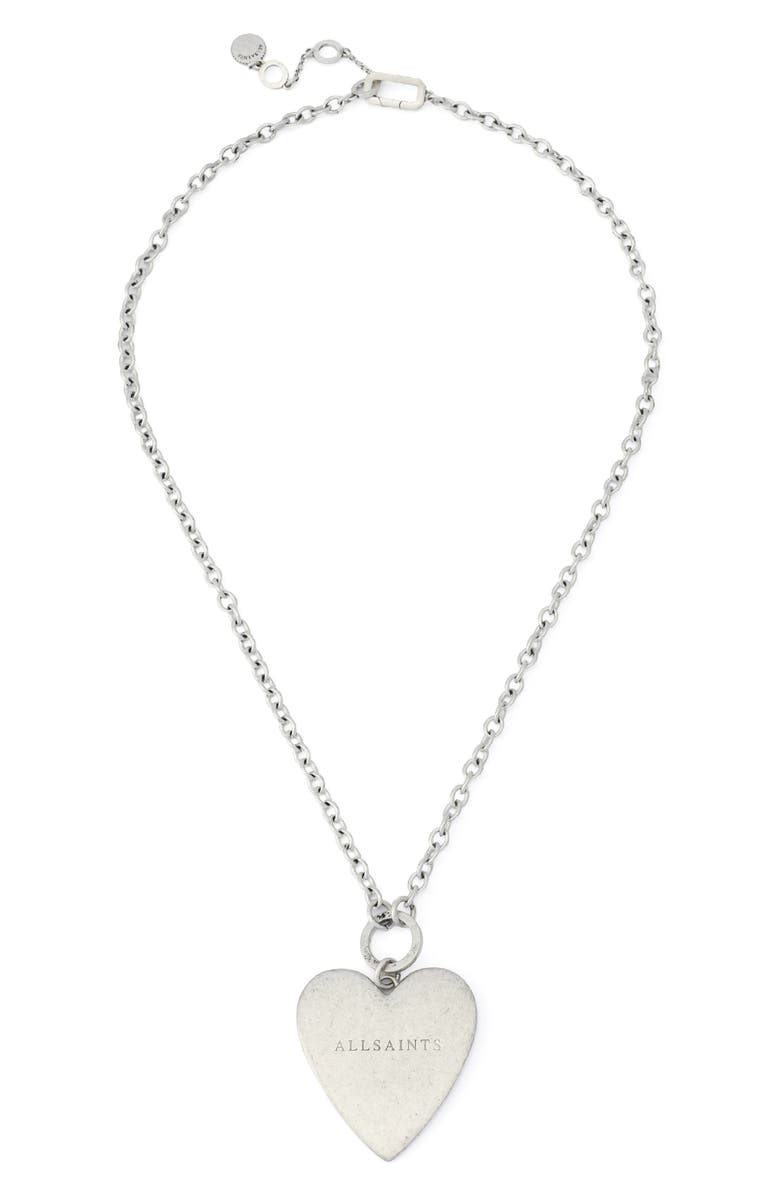AllSaints Heart Pendant Necklace, Main, color, Warm Silver