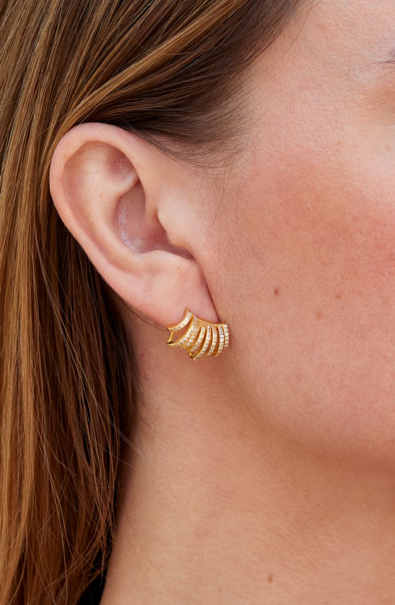 SAVVY CIE JEWELS CZ Pavé Ear Hugger Earrings, Alternate, color, Yellow