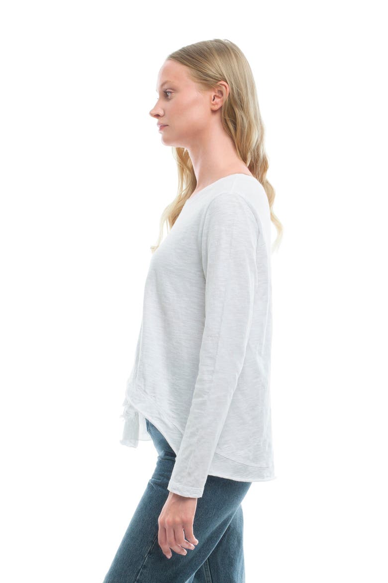 Boxy Mixed Fabric Hem T-Shirt, Alternate, color, White