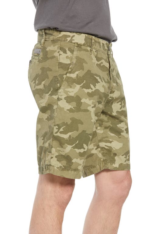 Ag Wanderer Slim Fit Cotton & Linen Shorts In Camo Dry Cypress