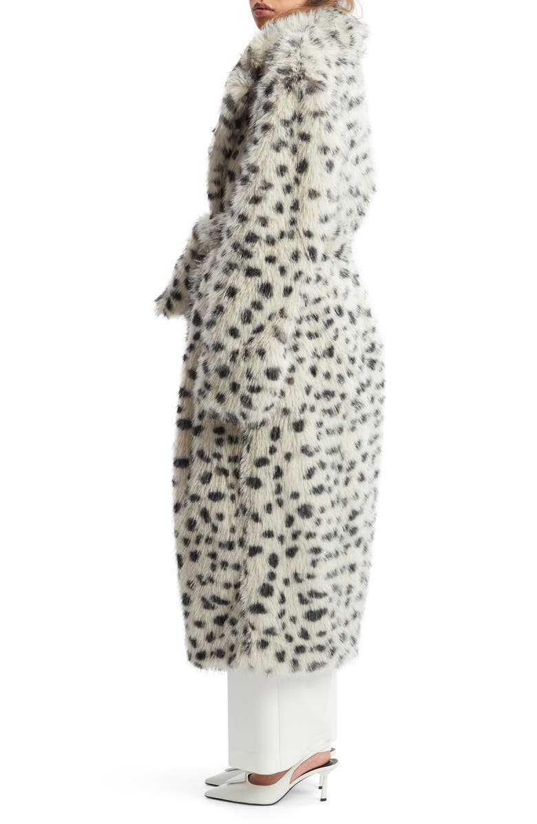 Bardot Dorothea Leopard Print Faux Fur Coat, Alternate, color, Snow Leopard