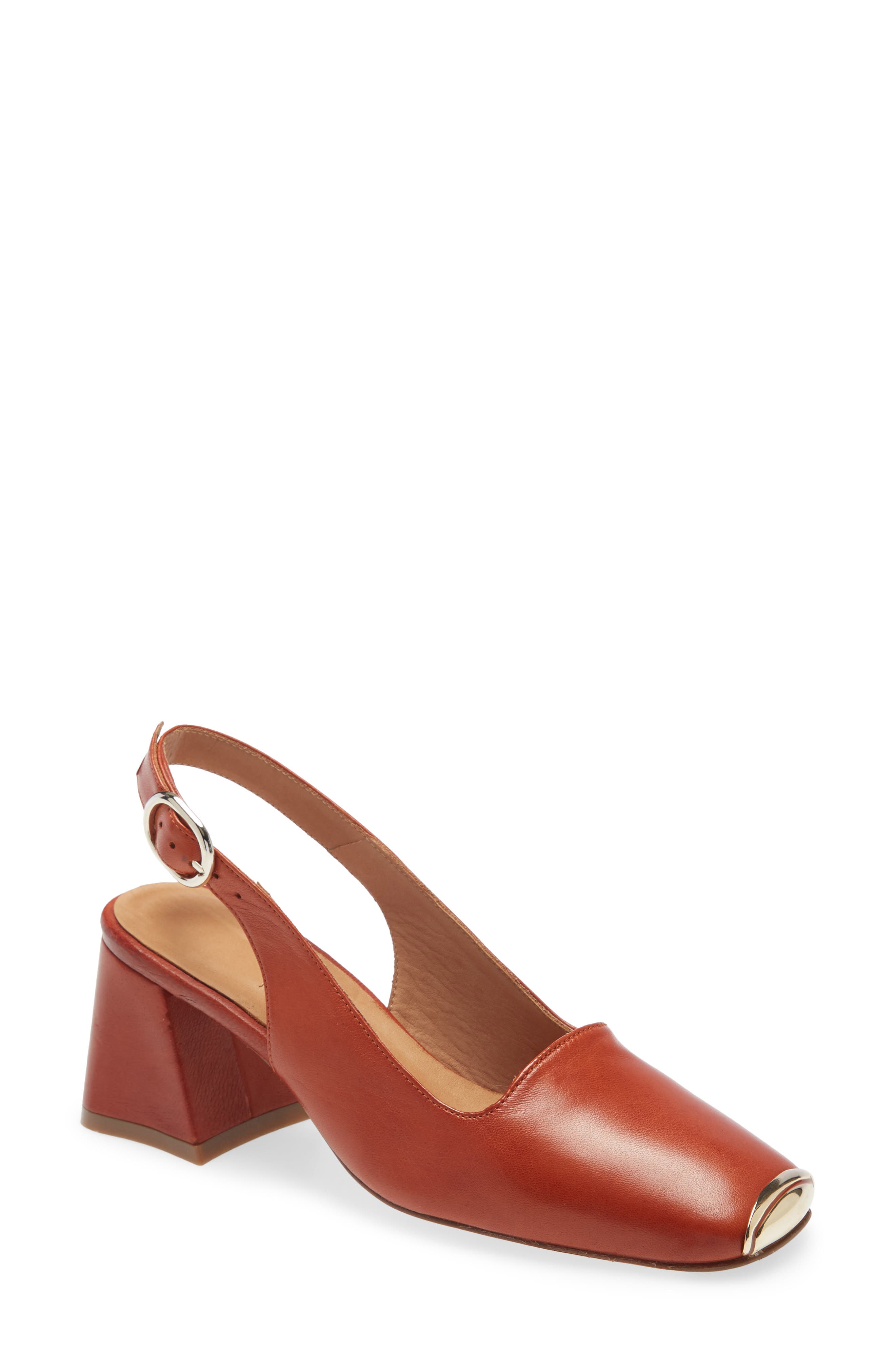 Canar Square Toe Slingback Pump, Main, color, BRICK