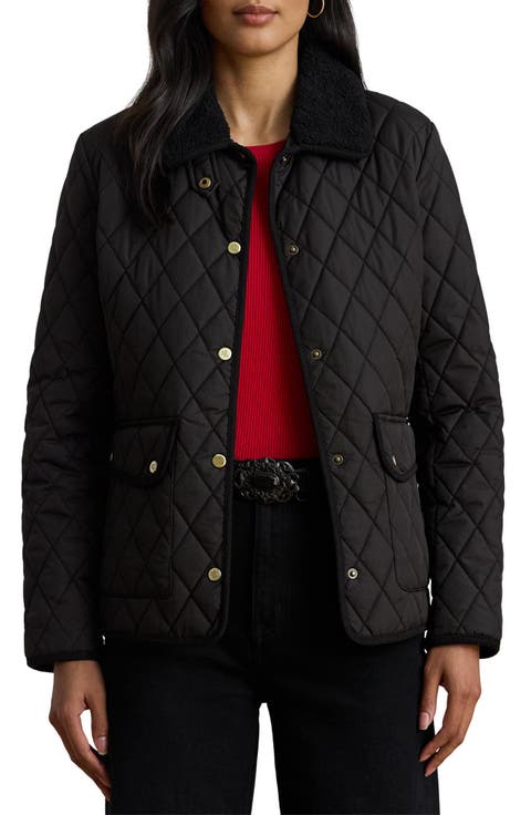 Quilted Faux Shearling Collar Jacket