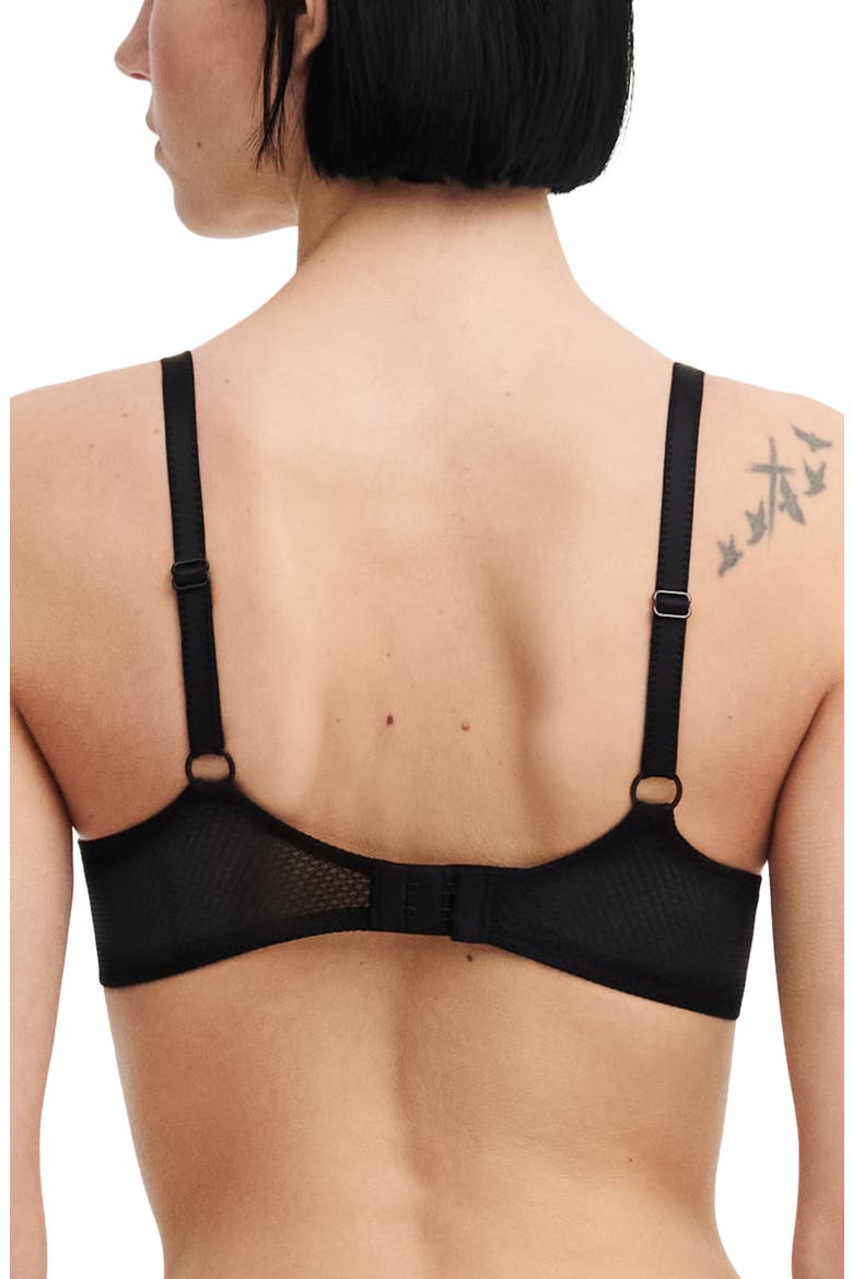 Fleurs Underwire Signature Plunge Bra, Alternate, color, FAUX LEATHER BLACK