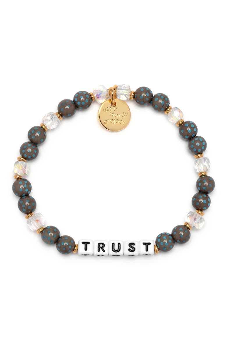 Trust Beaded Stretch Bracelet, Main, color, WHITE