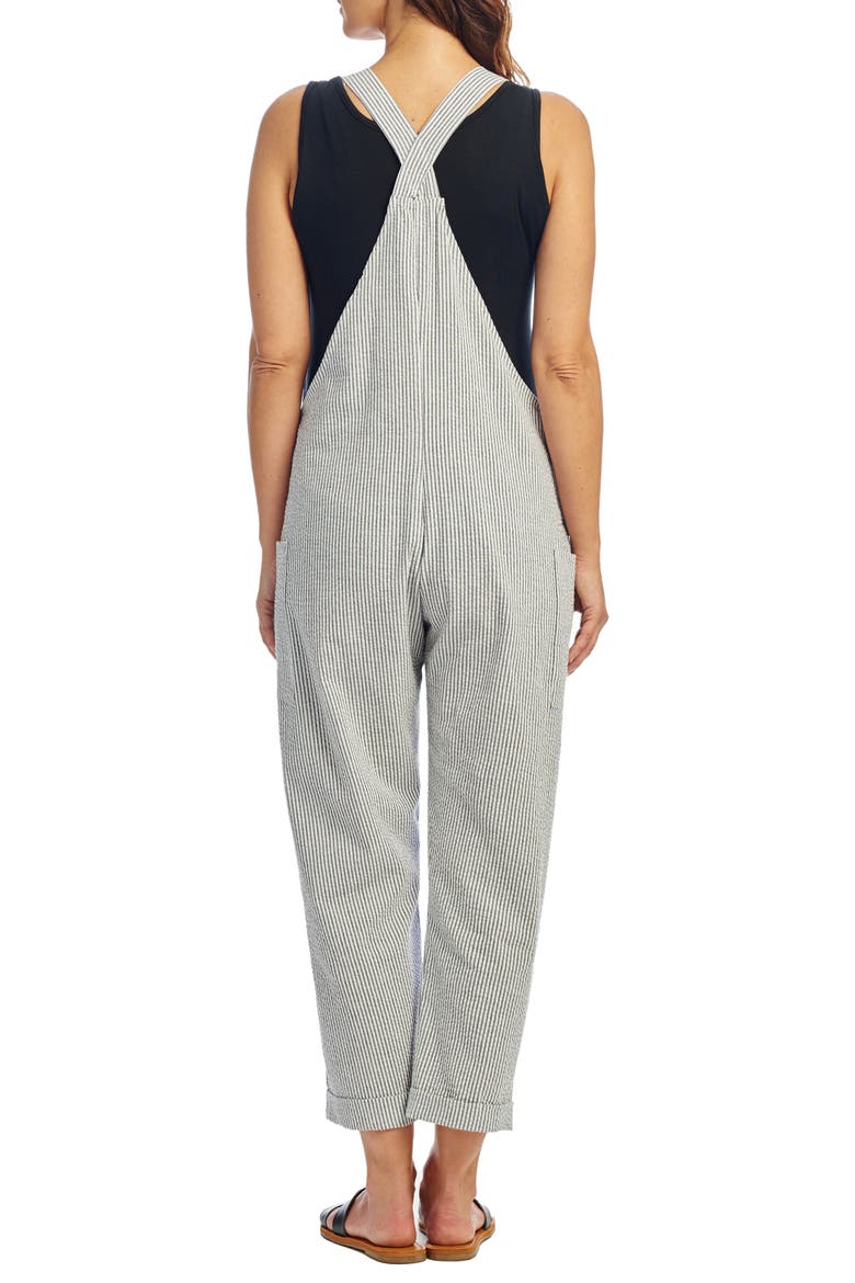 Nani Maternity/Nursing Seersucker Overalls, Alternate, color, BLACK STRIPE