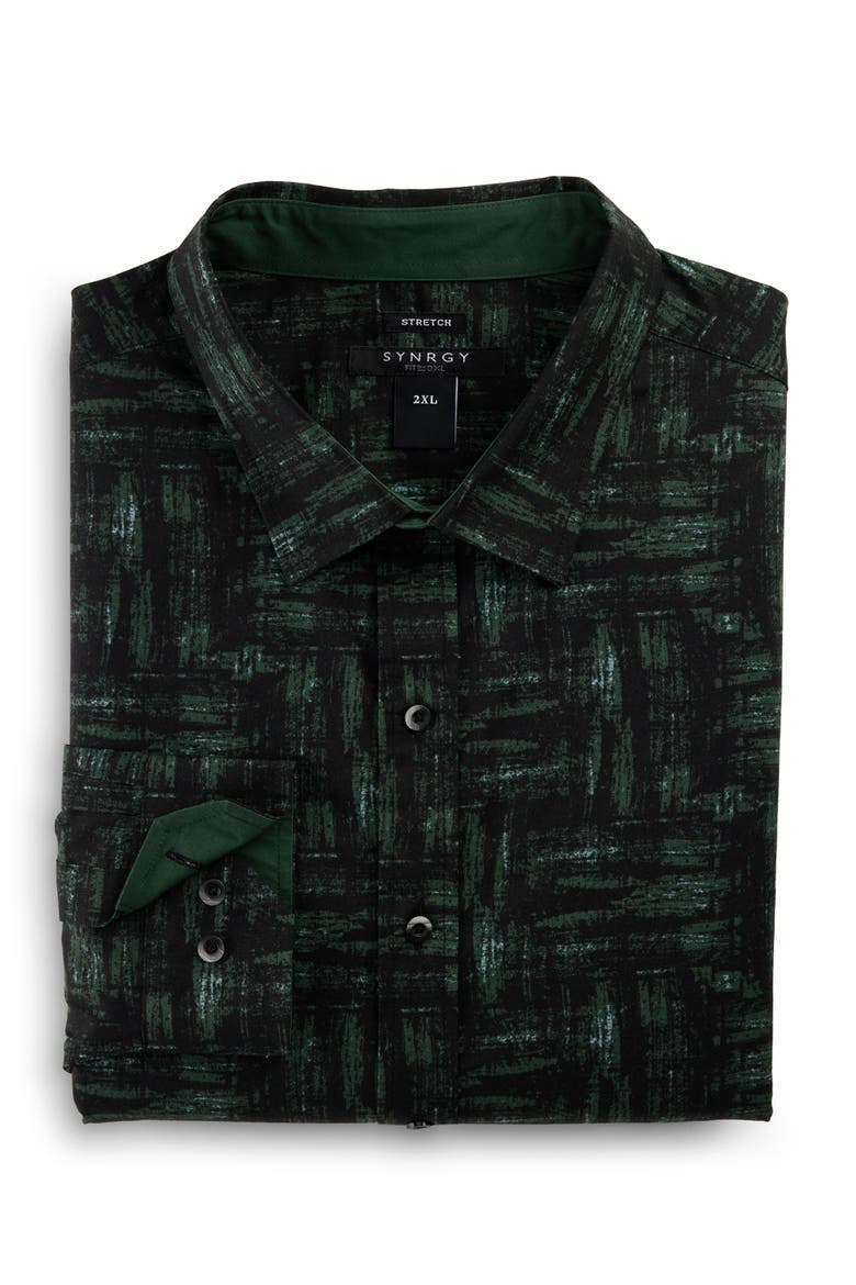Big & Tall Brush Stroke Sport Shirt, Alternate, color, BLACK