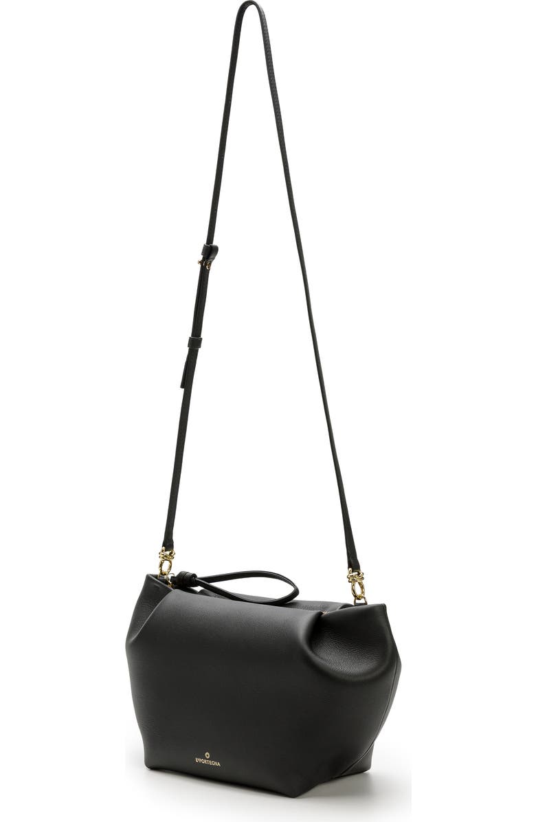 LA PORTEGNA Marta Leather Clutch Bag With Shoulder Strap, Alternate, color, Black