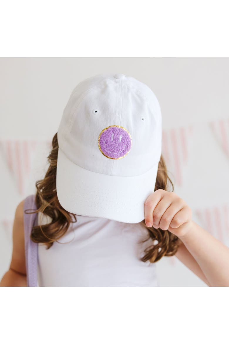 Smile Patch Baseball Hat, Alternate, color, White