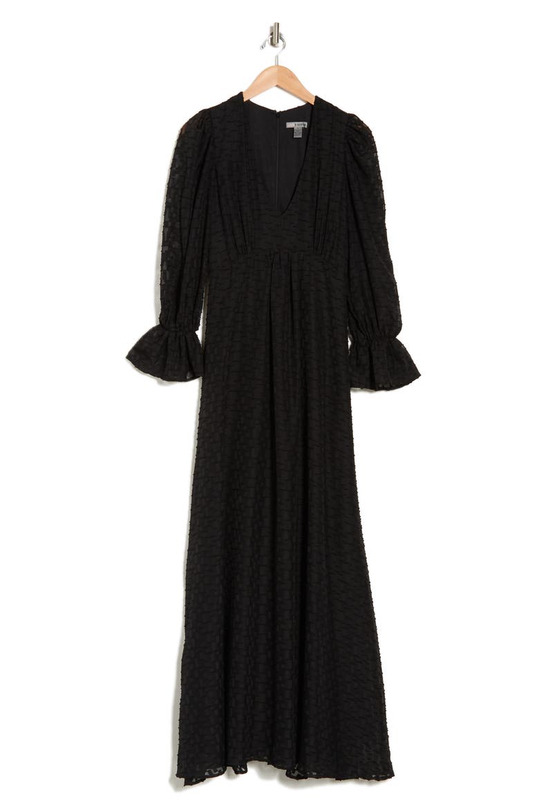 Eva Long Sleeve Maxi Dress, Alternate, color, BLACK