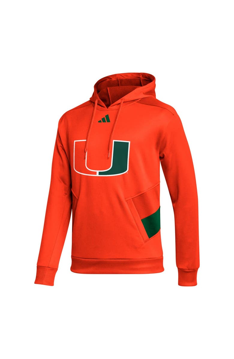 adidas Men's adidas  Orange Miami Hurricanes Travel AEROREADY Pullover Hoodie, Alternate, color, 