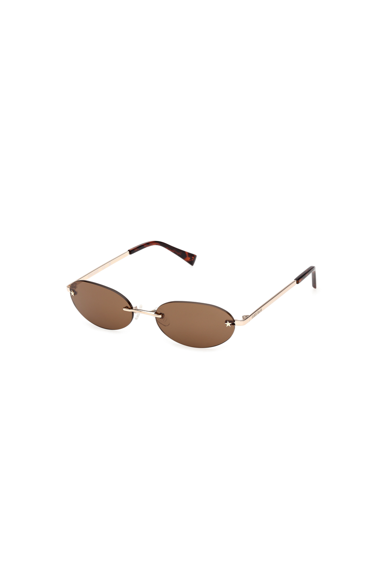 Small Oval Metal Sunglasses, Main, color, Gold / Brown