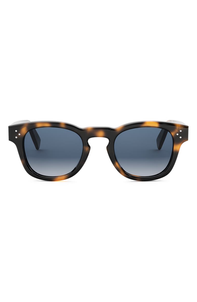 CELINE Bold 3 Dots 49mm Square Sunglasses, Main, color, Blonde Havana / Gradient Blue