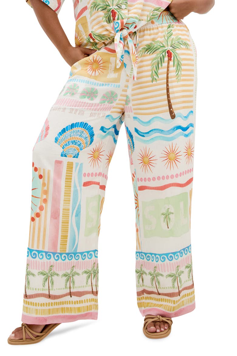 Aliya Print Wide Leg Pants, Main, color, SEA DREAM PLC
