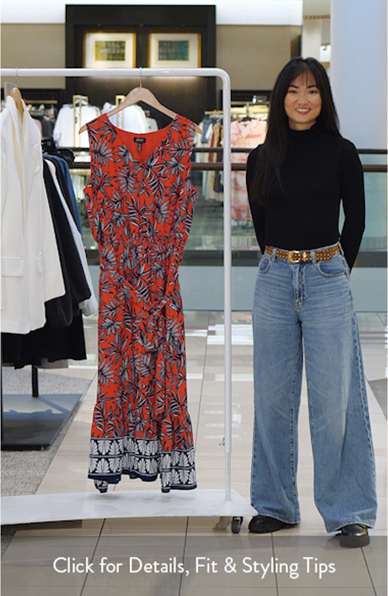 Leaf Print Sleeveless Maxi Dress, sales video thumbnail