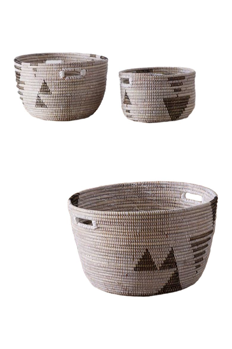 Oval Storage Basket Graphic Print - Set of 3, Alternate, color, Black and White