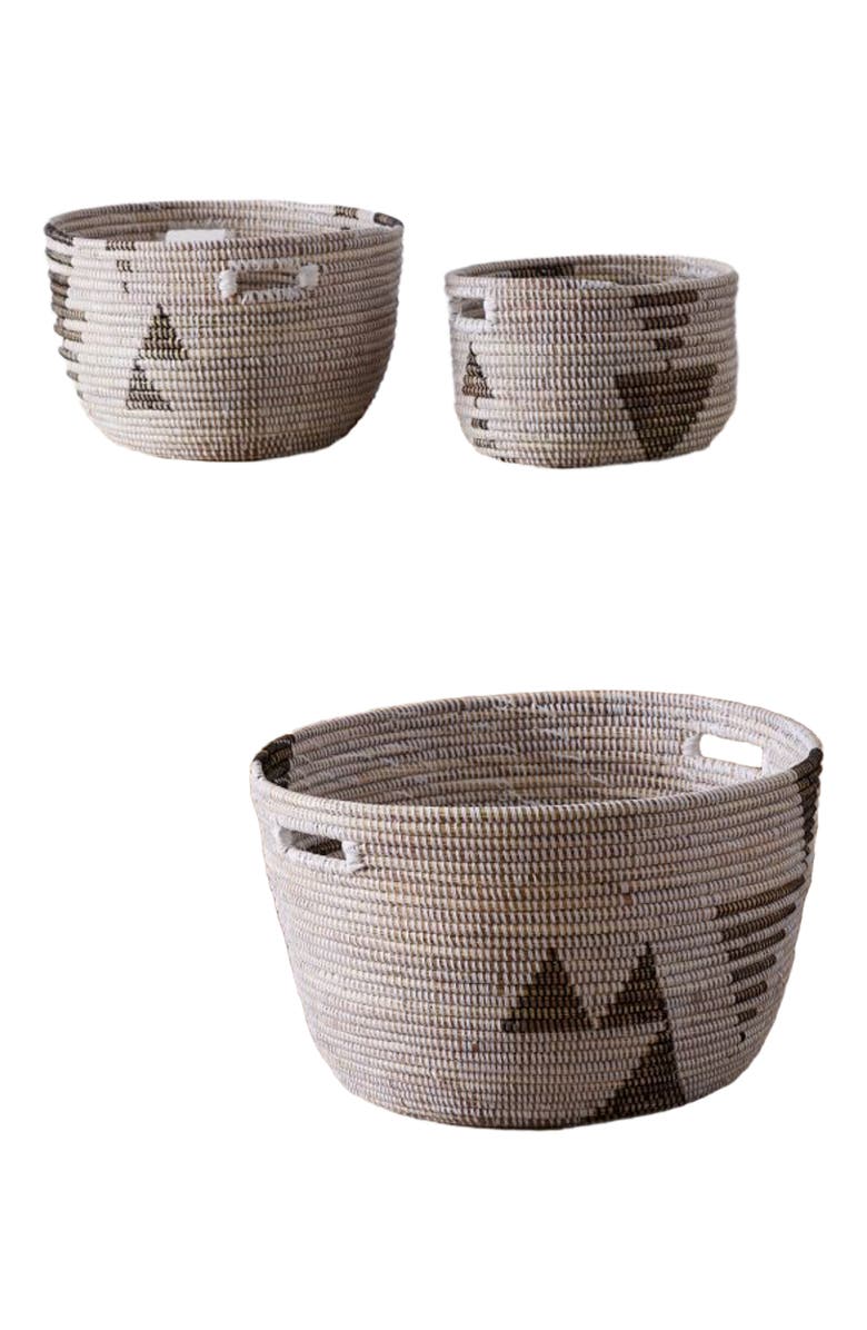 Mbare Oval Storage Basket Graphic Print - Set of 3, Alternate, color, Black And White