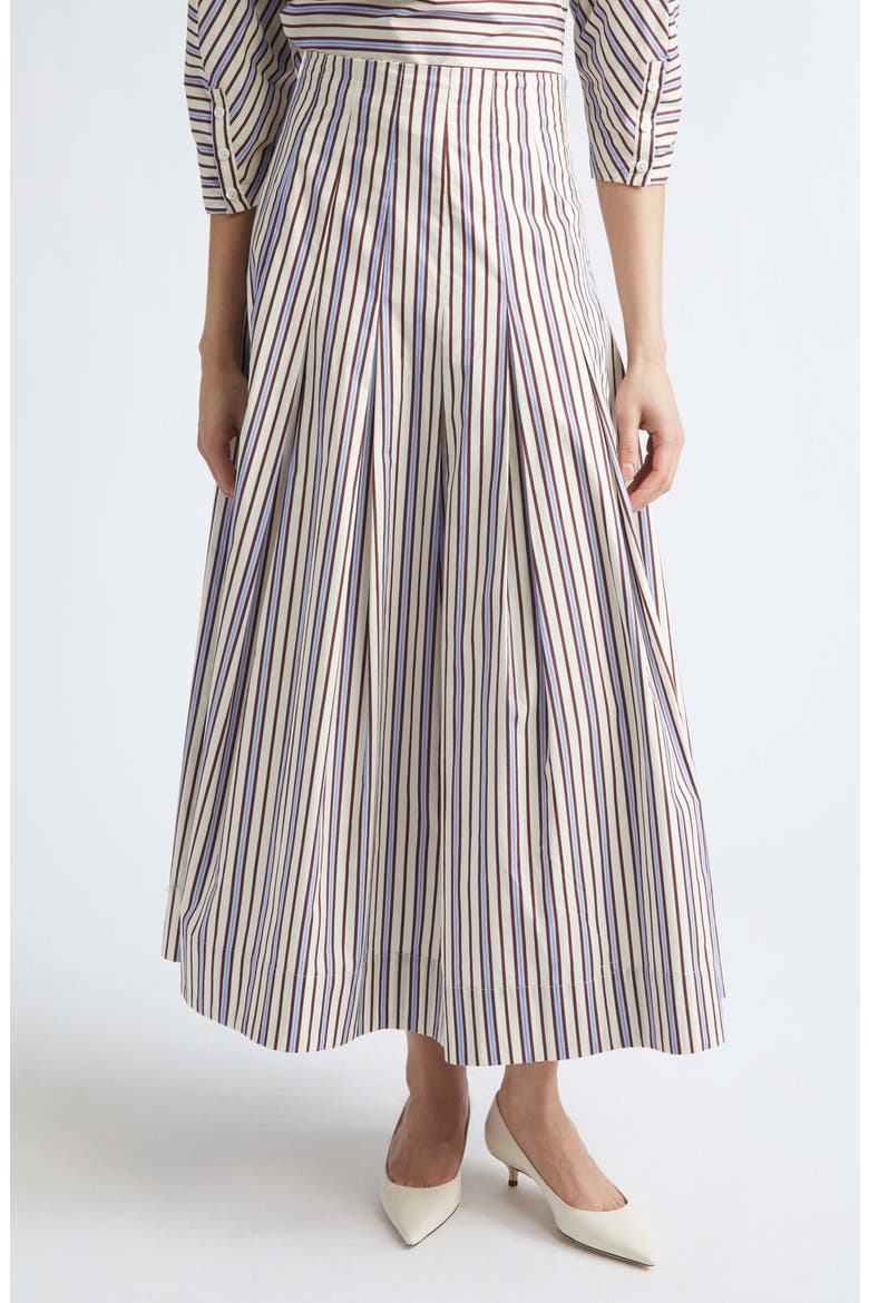 Stripe Full Cotton Skirt, Main, color, CREAM MULTI