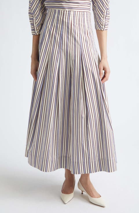 Stripe Full Cotton Skirt