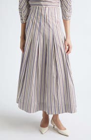 Lela Rose Stripe Full Cotton Skirt