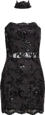 Alice + Olivia Georgie Sequin Lace Corset Strapless Minidress