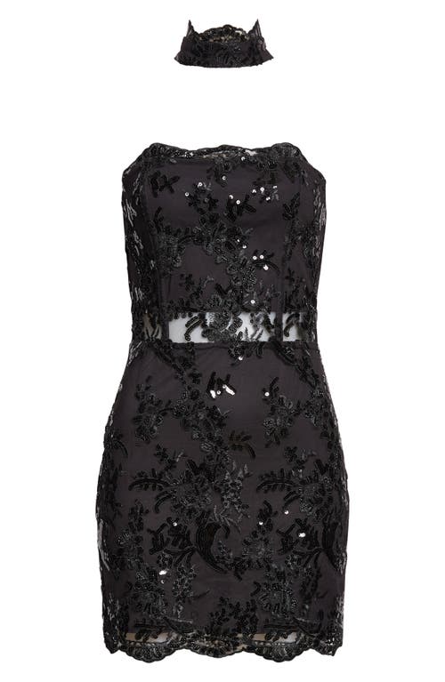 Alice And Olivia Georgie Embellished-lace Strapless Mini Dress In Black