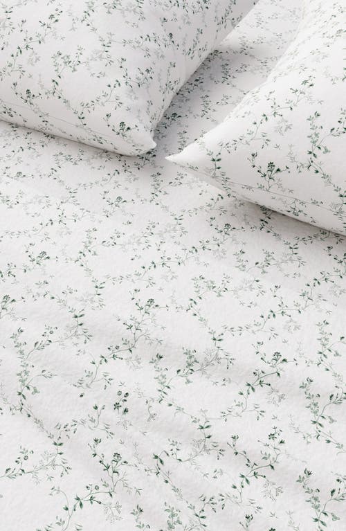 Woven & Weft Winter Floral 4-piece Flannel Bed Sheet Set In White