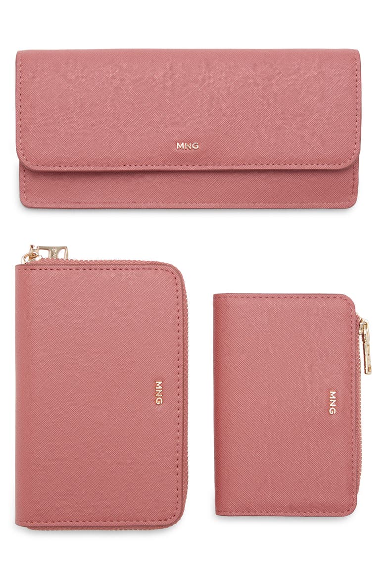 Faux Leather Flap Wallet, Alternate, color, PINK