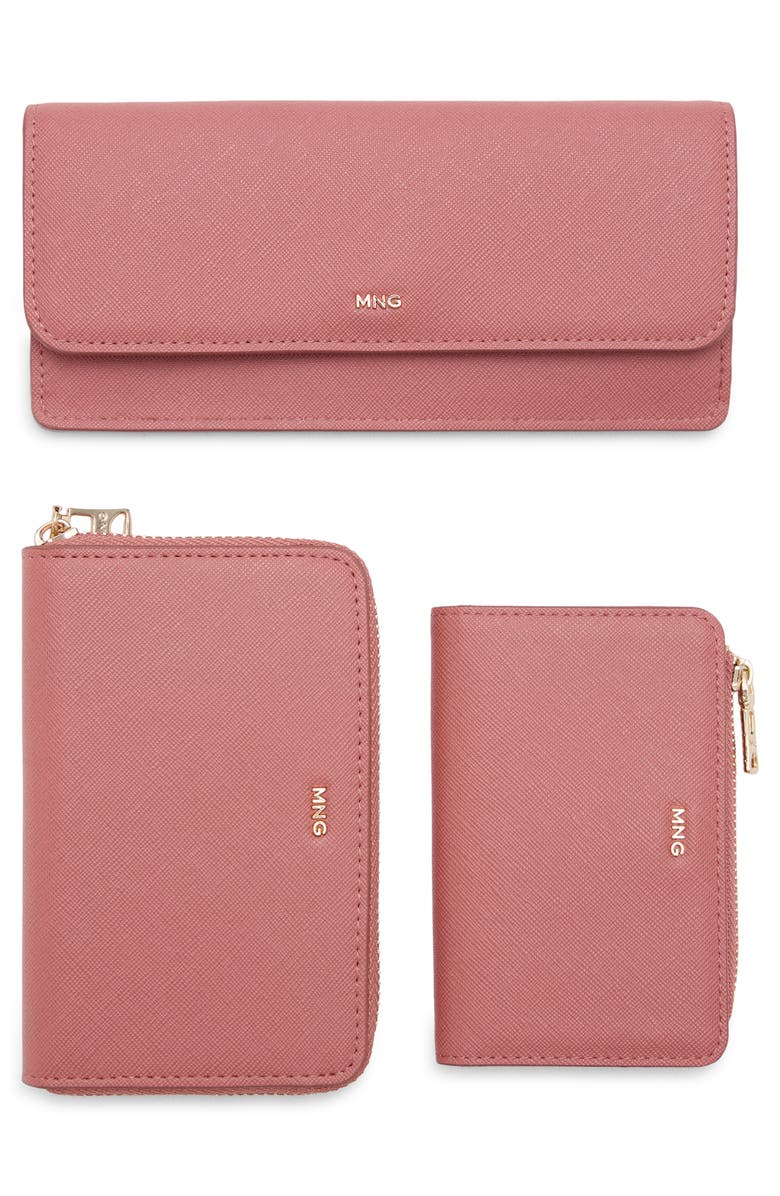 MANGO Faux Leather Flap Wallet, Alternate, color, Pink
