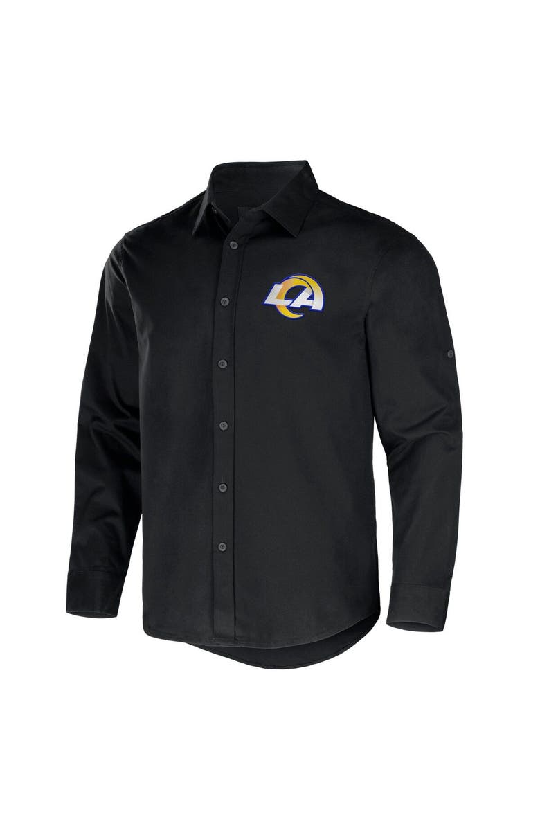 NFL X DARIUS RUCKER Men's NFL x Darius Rucker Collection by Fanatics Black Los Angeles Rams Convertible Twill Long Sleeve Button-Up Shirt, Alternate, color, Black
