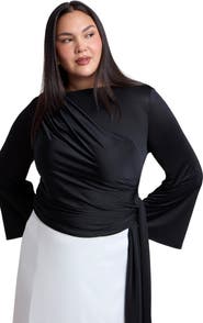 ELOQUII Draped Tie Waist Top