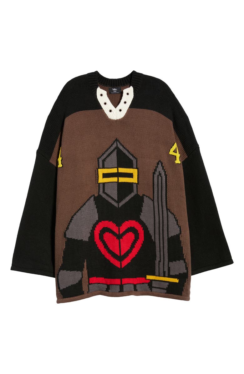 Dressed in Lala Protect Your Energy Oversize Sweater, Main, color, Brown/Black