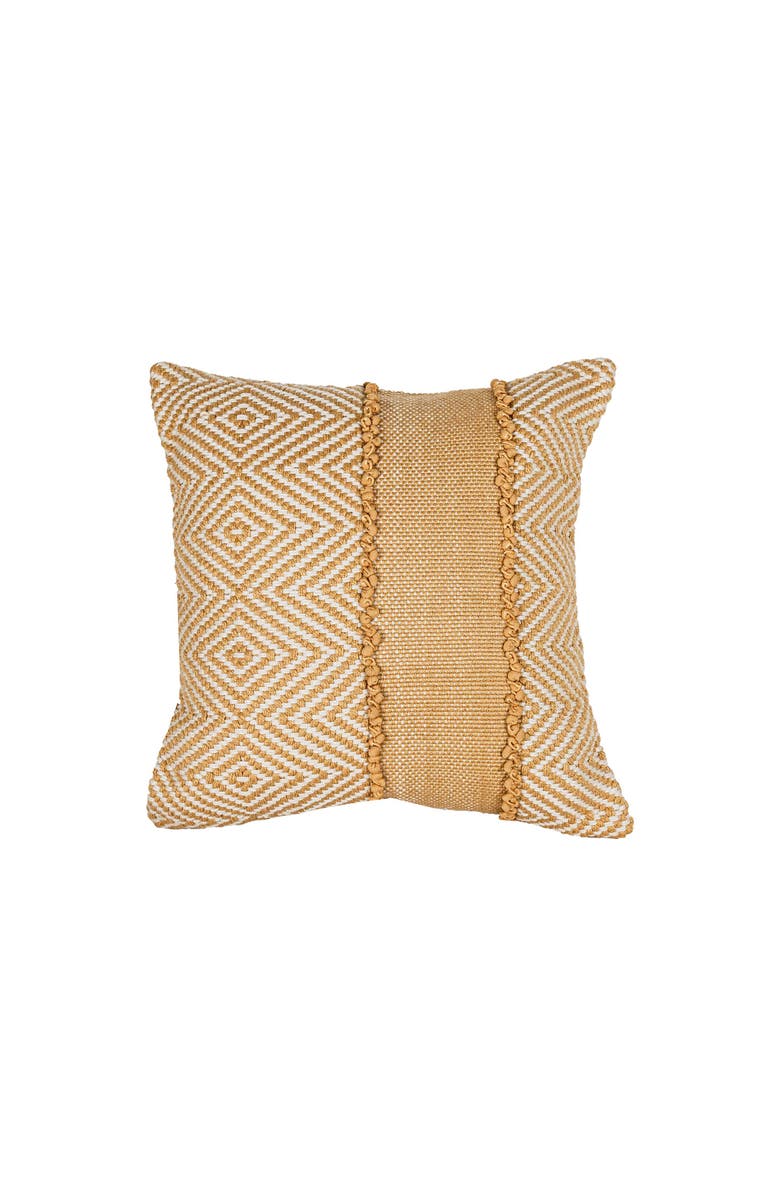 Foreside Home and Garden Waki Geometric Pattner Ochre Square Decorative Outdoor Accent Throw Pillow, 20" x 20", Main, color, Yellow
