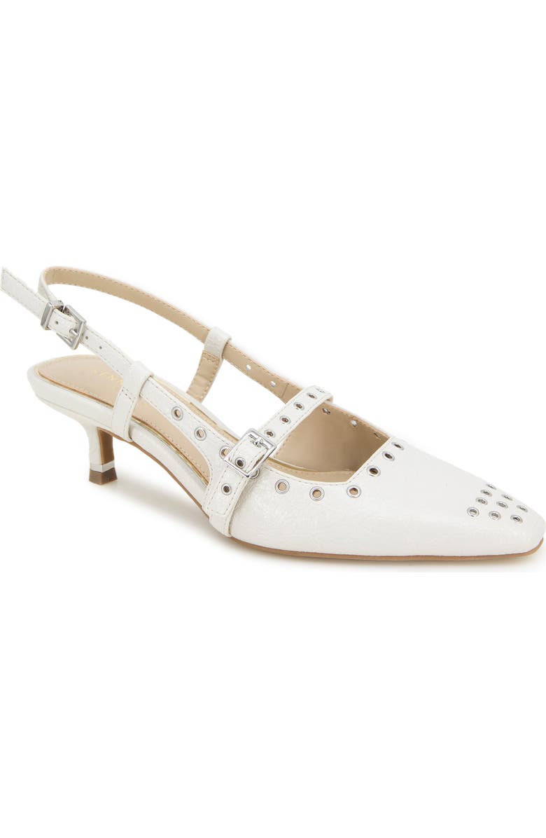 Kenneth Cole Martha Eyelet Slingback Kitten Heel Pump, Main, color, Ecru Patent