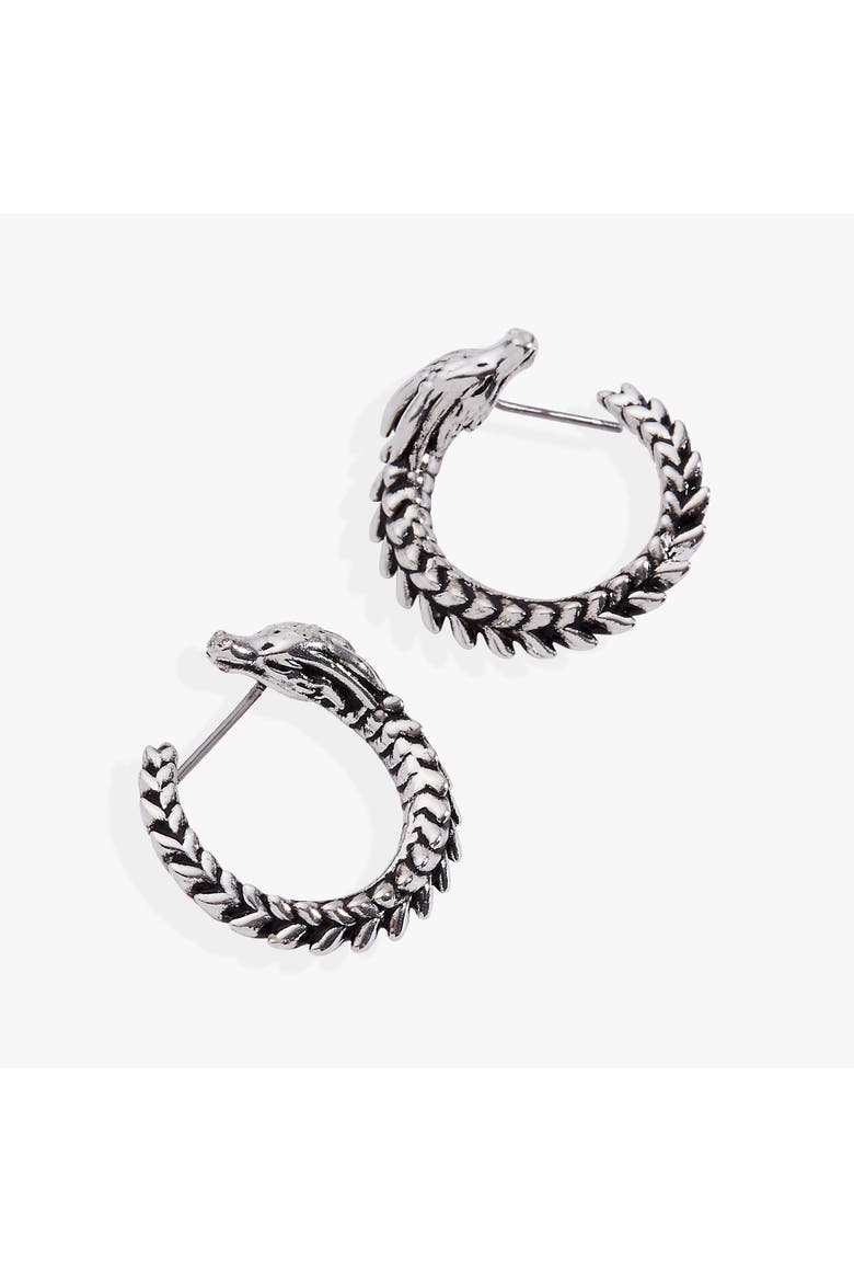 HOUSE OF THE DRAGON Syrax Front to Back Hoop Earrings, Alternate, color, Silver