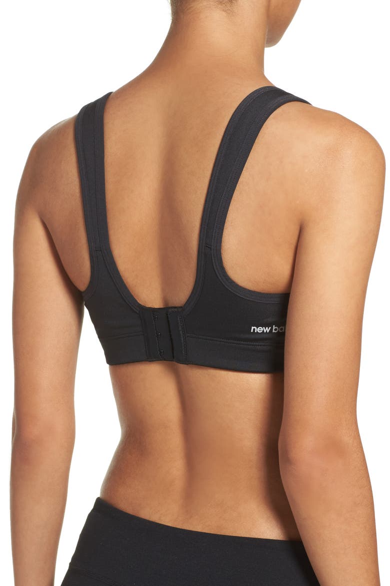 'Shockingly Unshocking' Sports Bra, Alternate, color, BLACK