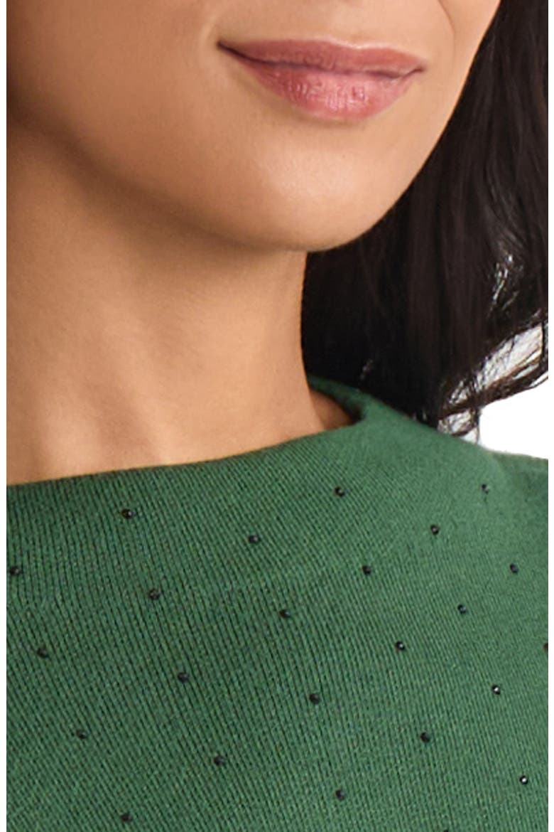 Rhinestone Mock Neck Sweater, Alternate, color, FOREST GREEN