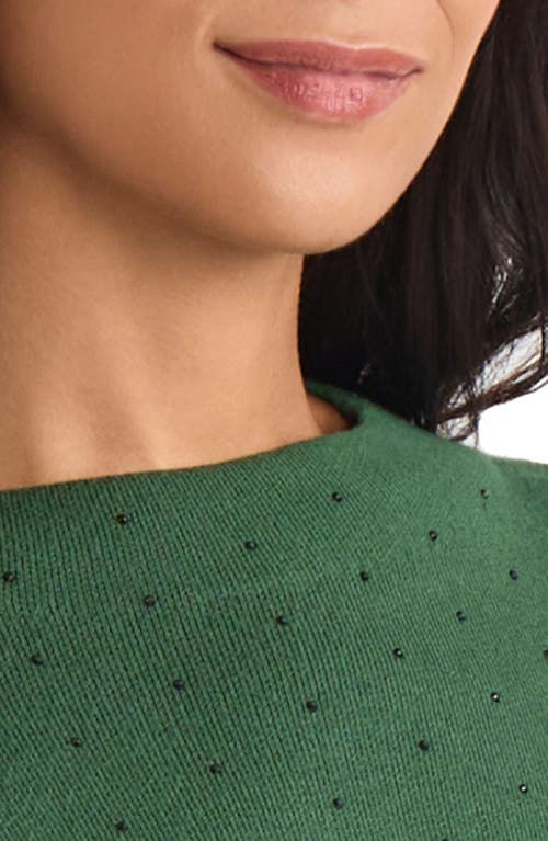 Jones New York Rhinestone Mock Neck Sweater In Green