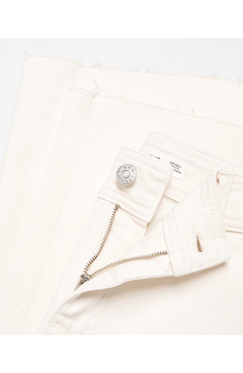 MANGO High Waist Raw Hem Culotte Jeans, Alternate, color, Off White