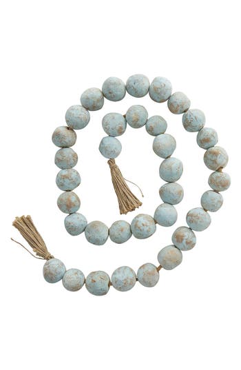 Willow Row Ceramic & Tassel Garland In Teal