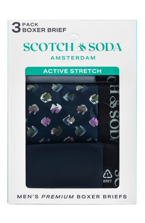Scotch & Soda Assorted 3-pack Stretch Boxer Briefs In Navy Multi