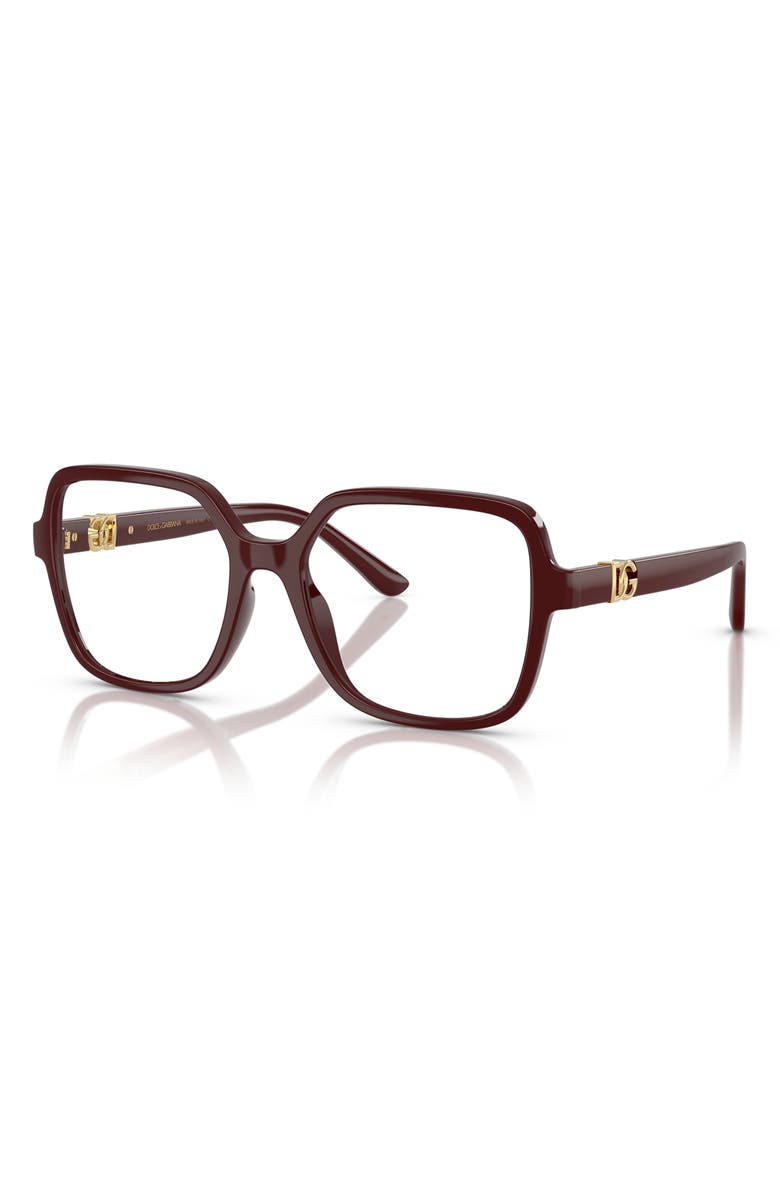 Dolce&Gabbana 53mm Square Optical Glasses, Alternate, color, Bordeaux