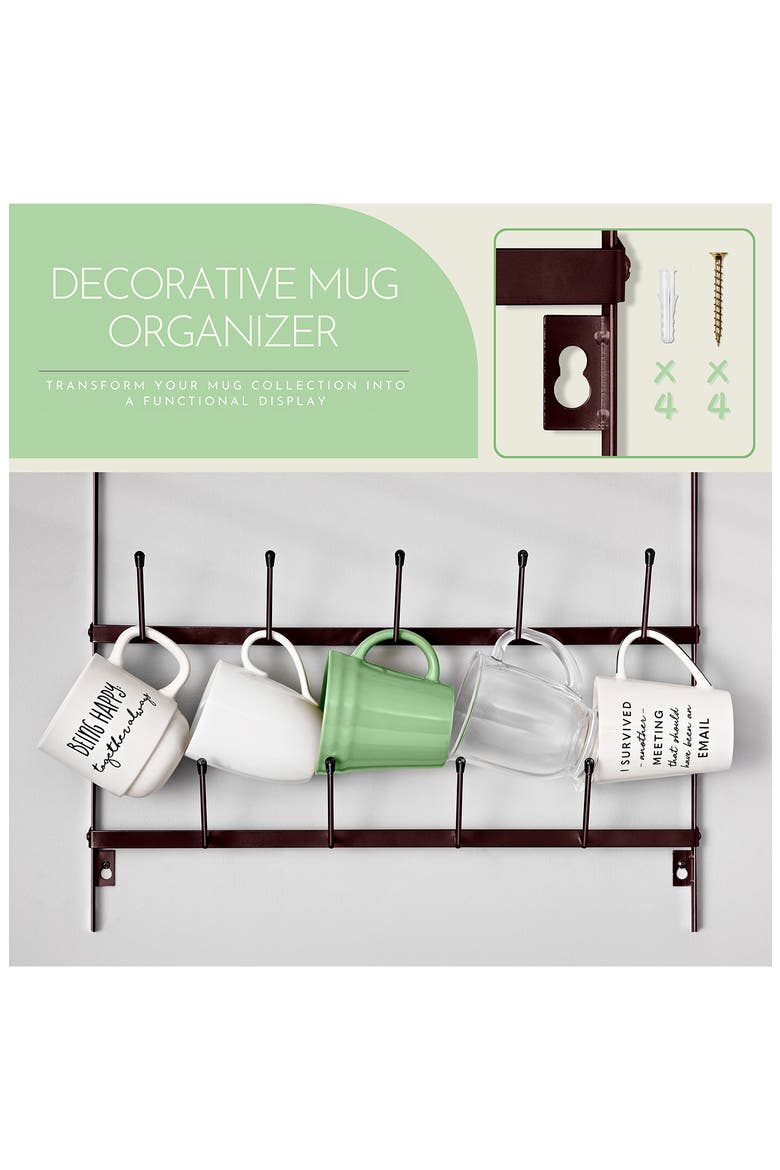 Large 6-Tier Metal Mug Rack, Alternate, color, BROWN