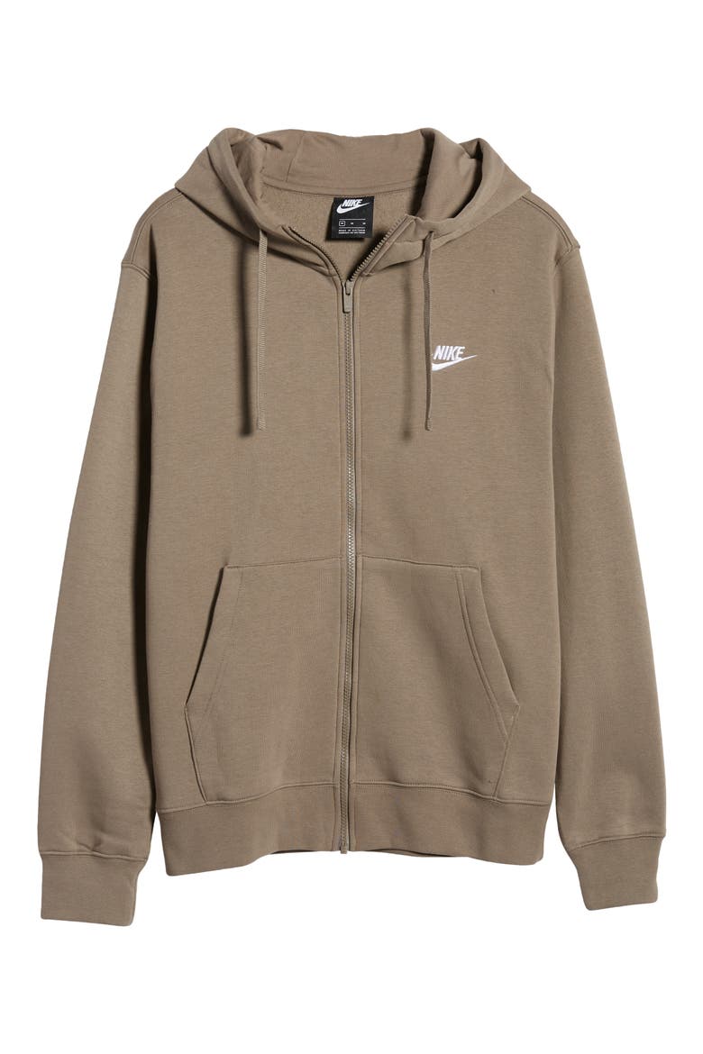 Men's Club Zip-Up Logo Hoodie, Alternate, color, OLVGRY/WHITE