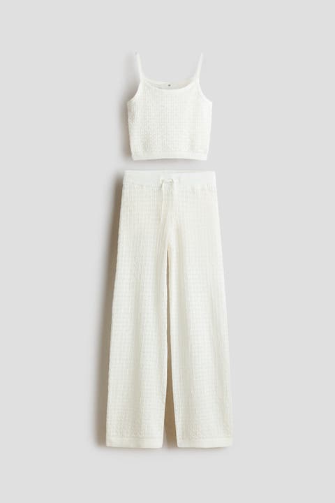 2-piece Pointelle-knit Cotton Set