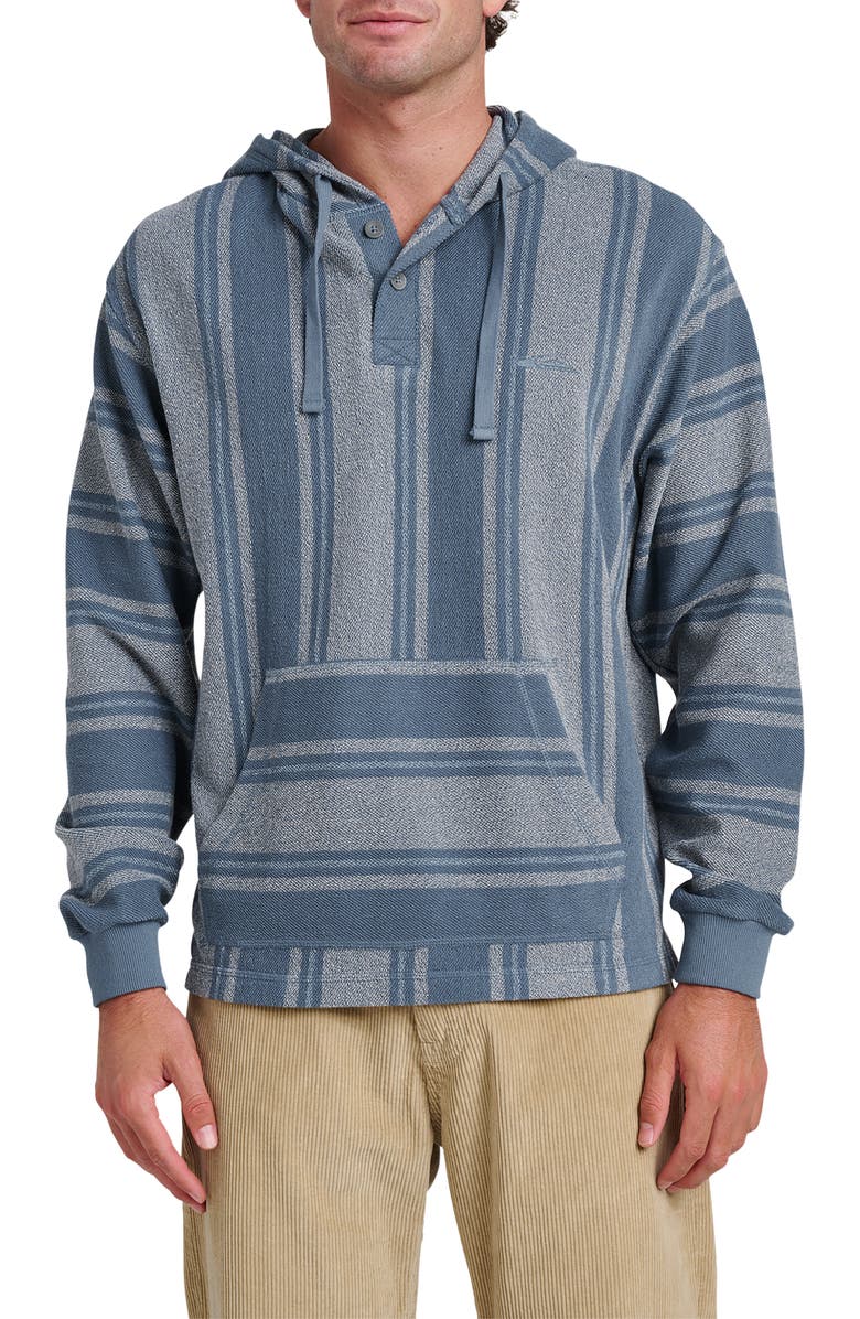 Quiksilver Playa Stripe Henley Hoodie, Main, color, China Blue