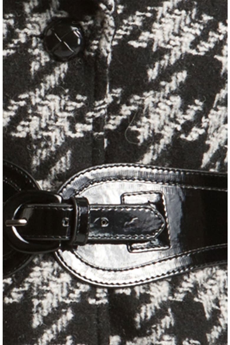 Belted Houndstooth Check Capelet, Alternate, color, BLACK/ WHITE