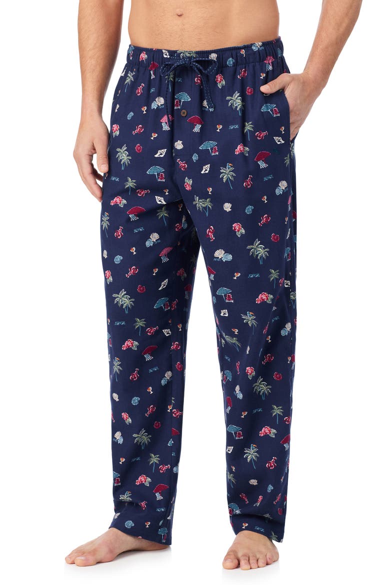 Cotton Flannel Drawstring Pajama Pants, Alternate, color, NAVY