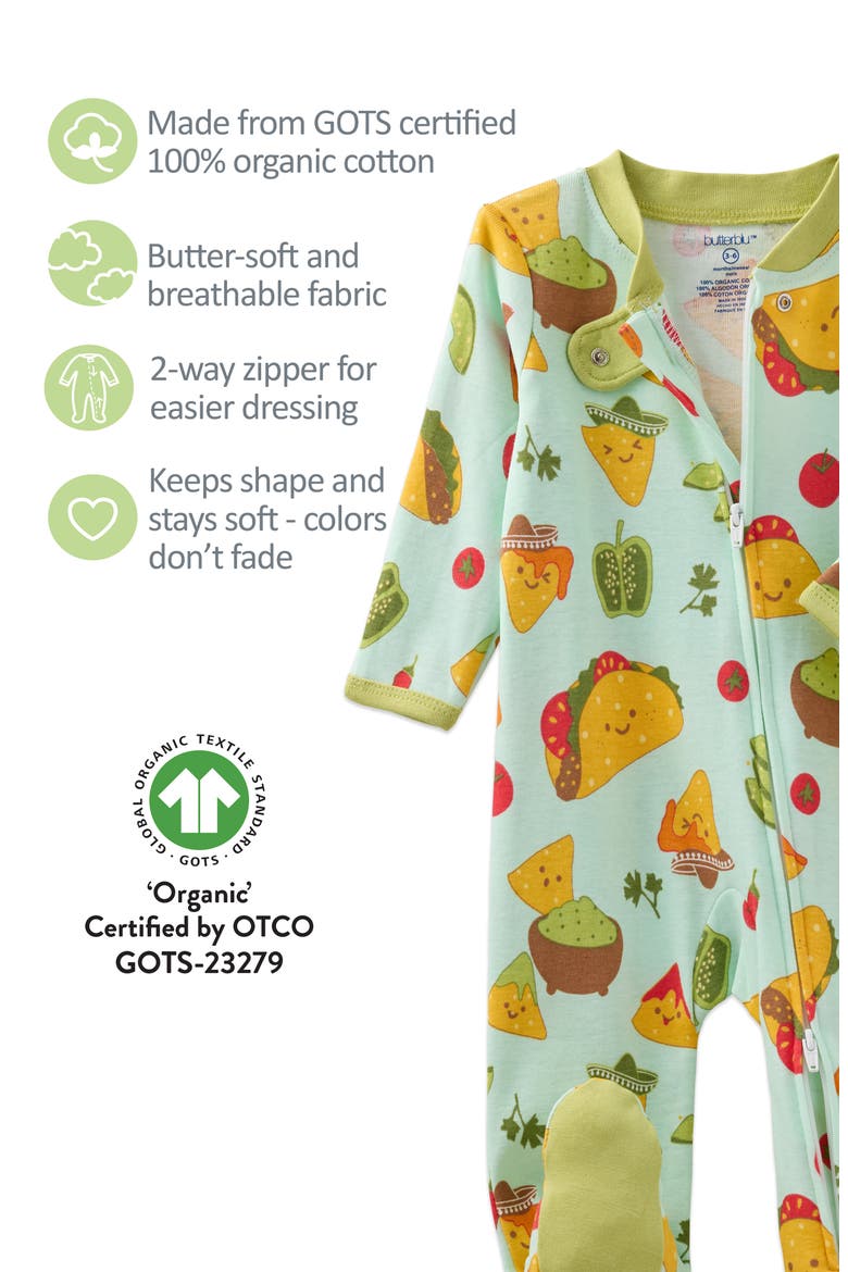 Scout One-Piece Organic Cotton Pajamas, Alternate, color, TACO BOUT CUTE