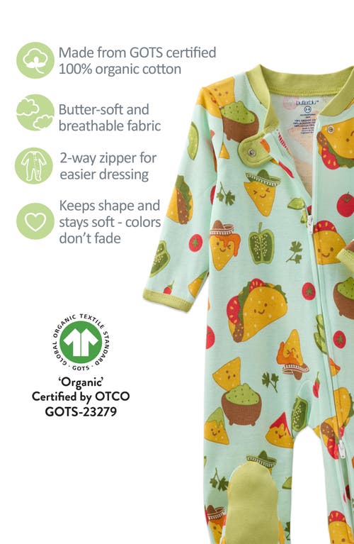 Butterblu Scout Fitted One-piece Organic Cotton Footie Pajamas In Green